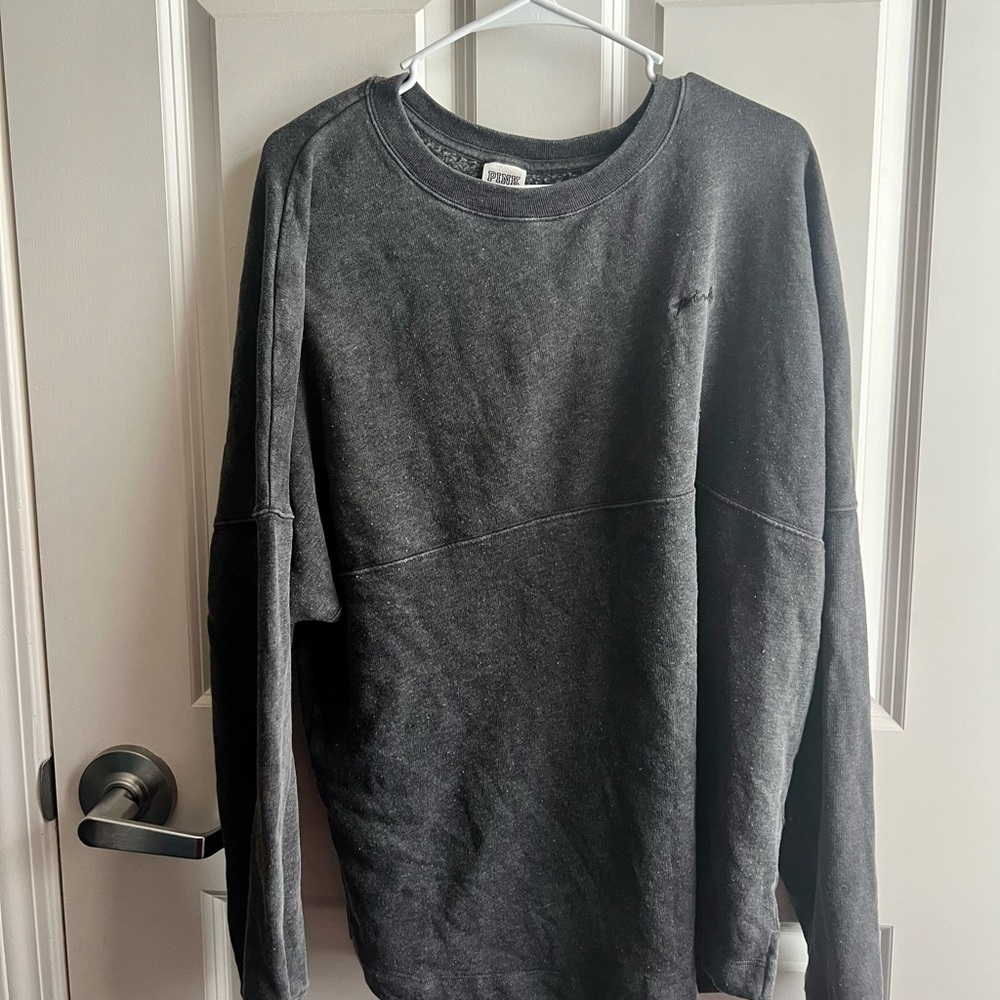 Victoria’s Secret PINK Varsity Charcoal Gray Crewneck